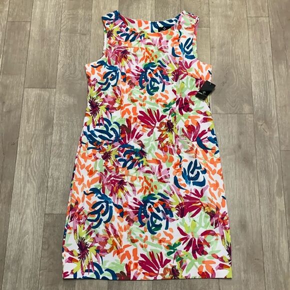 NWT Ronni Nicole Colorful Stretch Sleeveless Vibrant Shift Dress - Picture 1 of 9